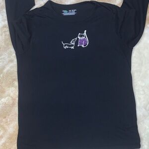 June Daisy’s Black Long Sleeve Tee with Cat and Dog Design